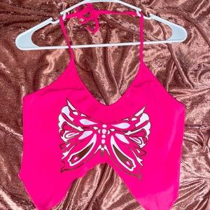 Butterfly Pink Cute Y2K Crop Top🦋🦋💕💞💖💓🌸💕